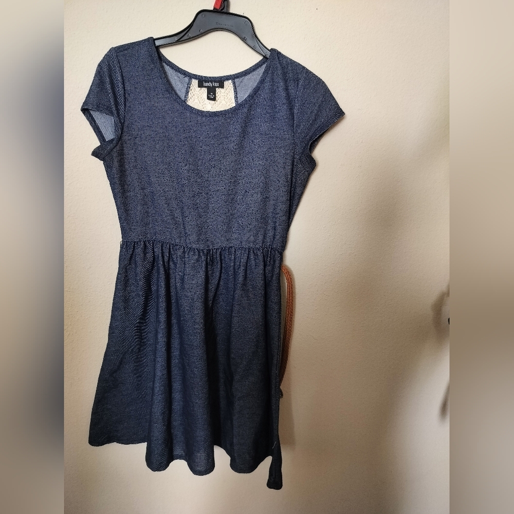 Kandy Kiss Women's Midi Dress With Belt Western Festival Size M Navy Blue